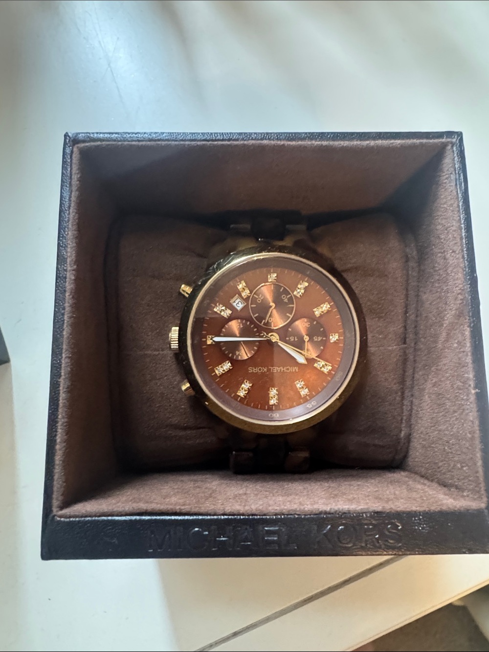 Michael Kors Men's Gold-Tone and Brown Chronograph Watch